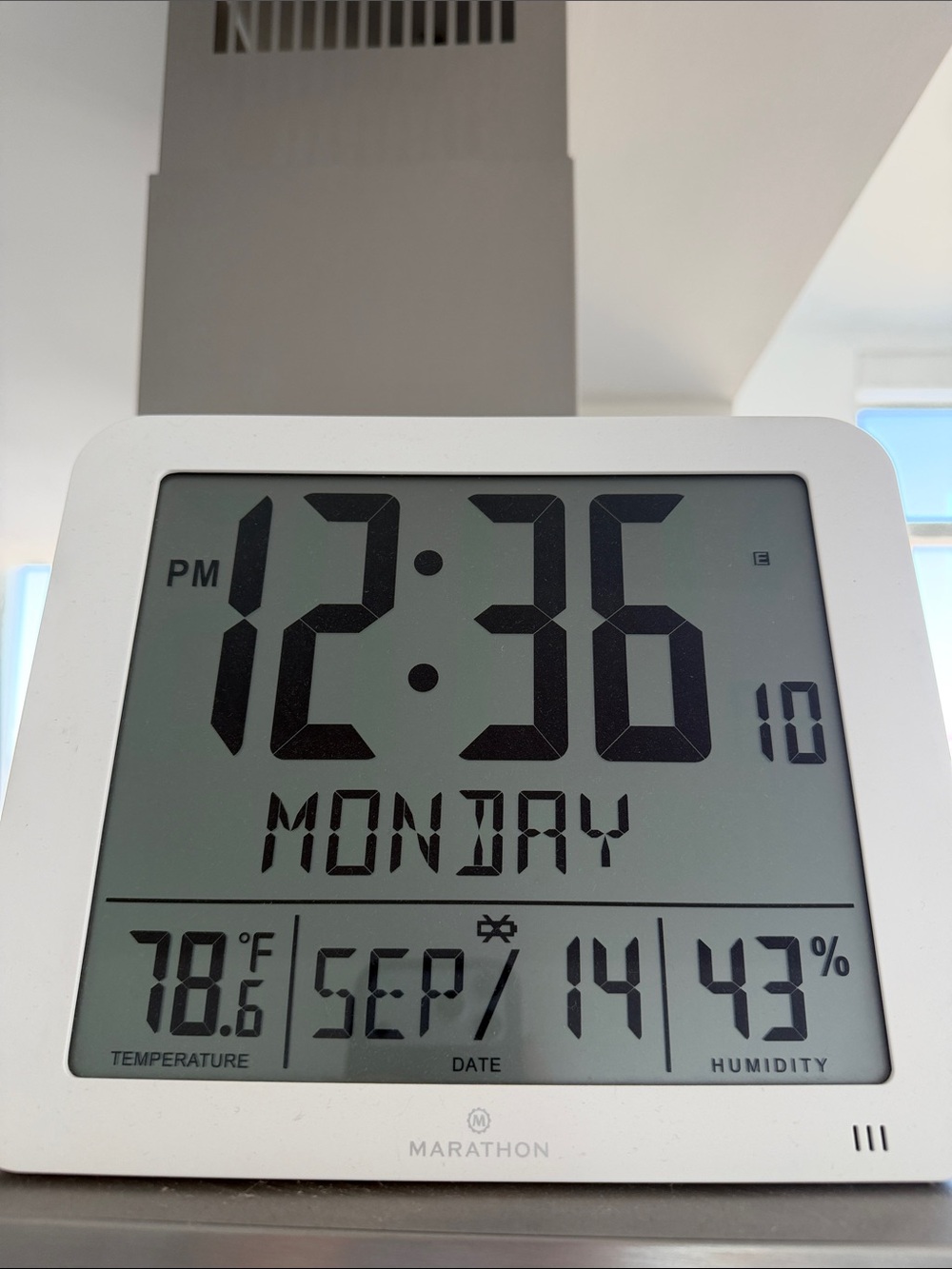 Marathon White Digital Wall Clock with Temperature & Humidity